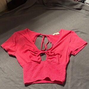 Elegant Pink Tie-Back Crop Top